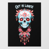 Aangepaste Creepy Blue Pink Halloween Sugar Skull Raamsticker (Vel)