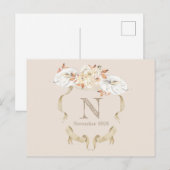 Aangepaste Crème Roos Monogram Wapenrouwkaart Briefkaart (Voorkant / Achterkant)