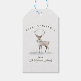 Aangepaste crème wit rendier kerstcadeau cadeaulabel