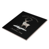 Aangepaste crème wit rendier kerstcadeau tegeltje (Zijkant)