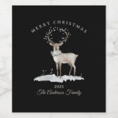 Aangepaste crème wit rendier kerstcadeau wijn etiket (Enkel label)