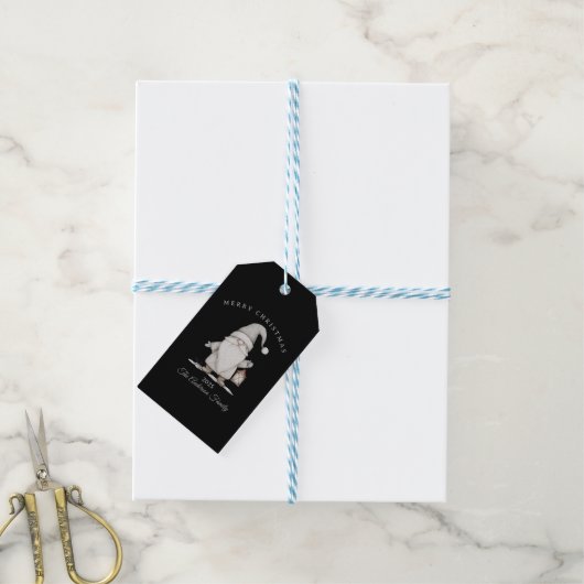 Aangepaste crème witte kabouter kerstcadeau cadeaulabel (Met Touw)