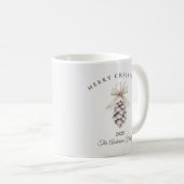 Aangepaste crème witte pinecone kerstcadeau koffiemok (Voorkant rechts)