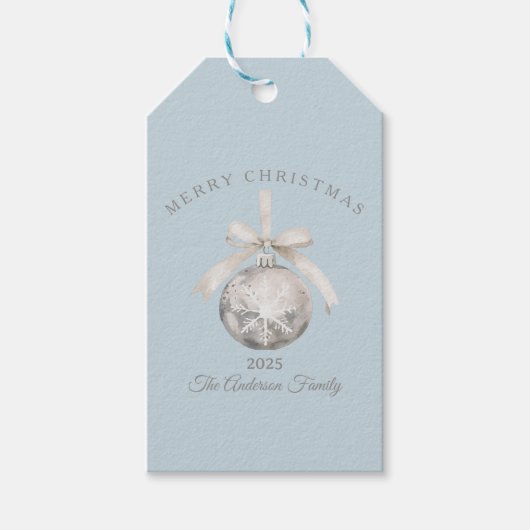 Aangepaste crèmekleurige rustieke kerst ornament c cadeaulabel (Voorkant)