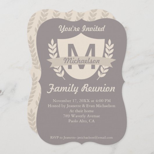 Aangepaste Crest Family Reunion-uitnodigingen Kaart (Voorkant / Achterkant)