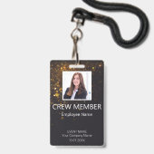 Aangepaste Crew Member Barcode Event Glitter Badge (Voorzijde met lanyard)