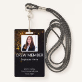 Aangepaste Crew Member Barcode Event Glitter Badge (Voorkant met draagriem)