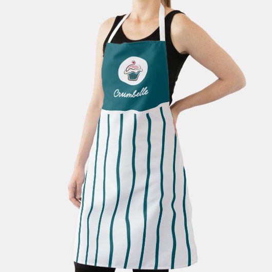 Aangepaste Crisp Gestreepte Cupcake Bakkerij Schort (Insitu)