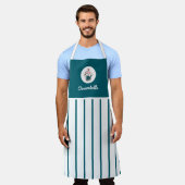 Aangepaste Crisp Gestreepte Cupcake Bakkerij Schort (Gedragen)