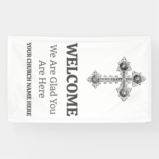 Aangepaste  Cross Church Welkom Spandoek (Horizontaal)