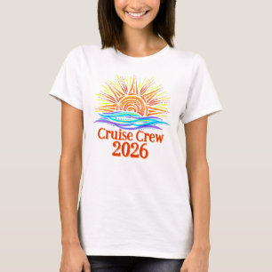 Aangepaste Cruise Crew Zon en Golven T-shirt
