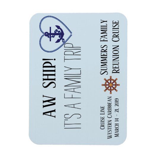 Aangepaste cruise door familie persoonlijke advert magneet (Verticaal)