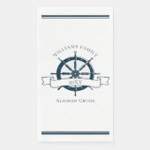 Aangepaste cruise scheeps marineblauwe stuurwiel servet (Voorkant)