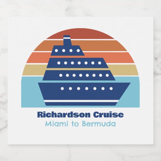 Aangepaste cruise Ship Ocean Liner Sunset Sparkling Wijnetiket (Enkel label)