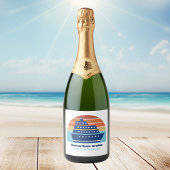 Aangepaste cruise Ship Ocean Liner Sunset Sparkling Wijnetiket