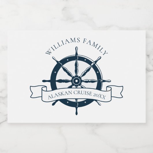 Aangepaste cruiseschip Marine Blauw Nautische Part Sparkling Wijnetiket (Enkel label)