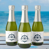 Aangepaste cruiseschip Marine Blauw Nautische Part Sparkling Wijnetiket