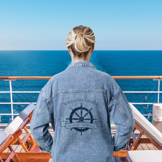 Aangepaste cruiseschip nautische wielvakantie denim jacket