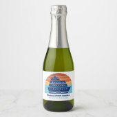 Aangepaste cruiseschip Ocean Liner Sunset Mini Sparkling Wijnetiket (Voorkant)