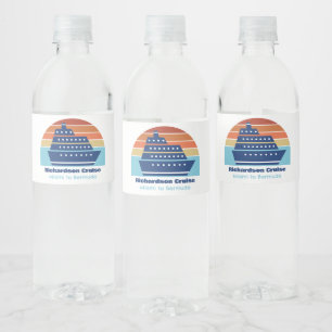 Aangepaste cruiseschip Ocean Liner Sunset Party Waterfles Etiket