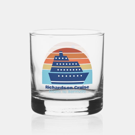 Aangepaste cruiseschip reis Sunset Keepsake Whisky Glas (Achterkant)