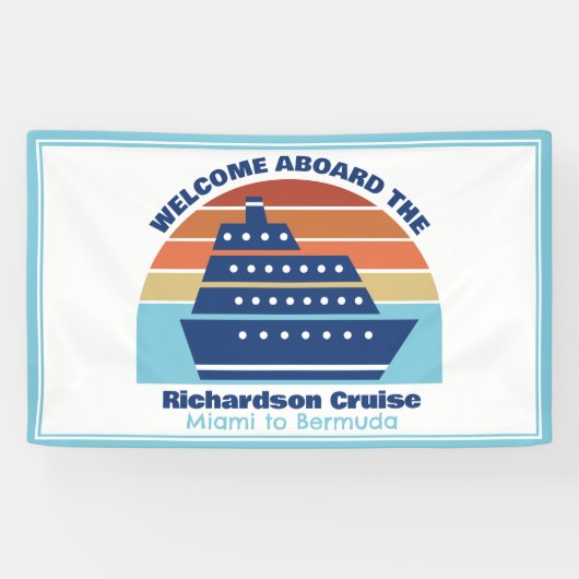 Aangepaste cruiseschip Sunset Blue Welkom aan boor Spandoek (Horizontaal)