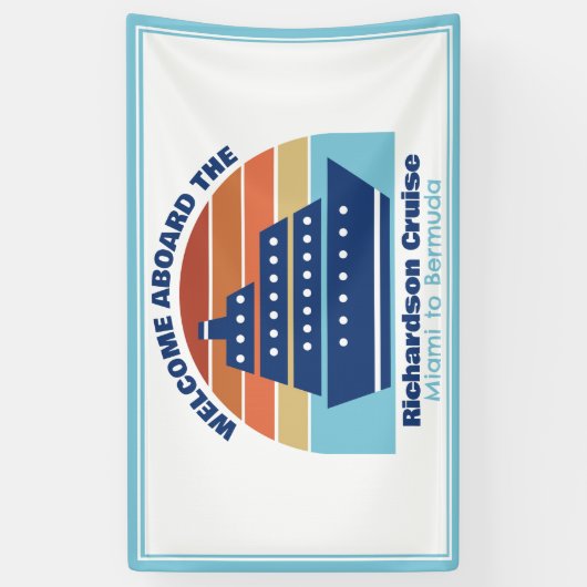 Aangepaste cruiseschip Sunset Blue Welkom aan boor Spandoek (Verticaal)
