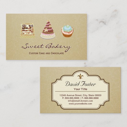 Aangepaste cupcake Cokke Chocolade Bakery Store Visitekaartje (Voorkant / Achterkant)