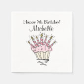 Aangepaste cupcake met kaarsen Verjaardagsfeest se Servet (Voorkant)