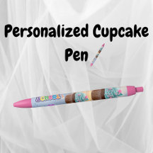 Aangepaste Cupcake Terug naar School Pen Black Ink