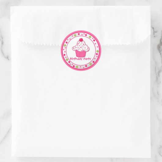 Aangepaste Cupcake Verjaardagsfeestje Sticker (Tas)