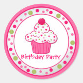 Aangepaste Cupcake Verjaardagsfeestje Sticker (Voorkant)