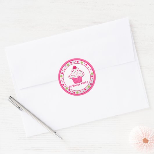 Aangepaste Cupcake Verjaardagsfeestje Sticker (Envelop)
