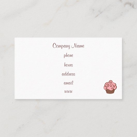 Aangepaste Cupcake-Visitekaartjes Visitekaartje (Achterkant)