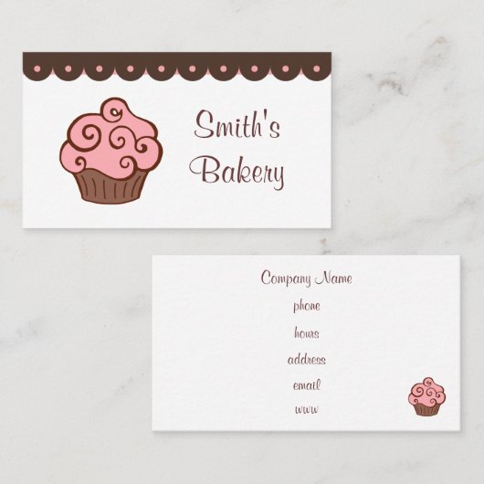 Aangepaste Cupcake-Visitekaartjes Visitekaartje (Voorkant / Achterkant)
