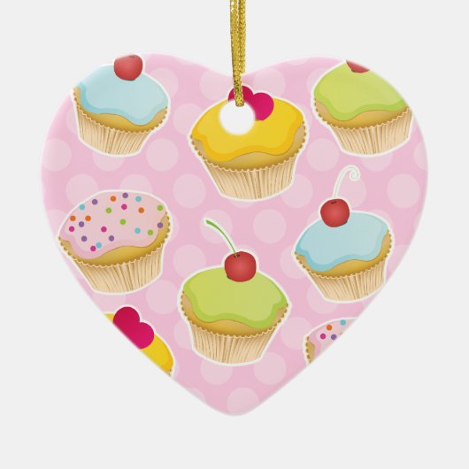 Aangepaste cupcakes keramisch ornament (Voorkant)