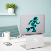 Aangepaste-Cut Vinyl Sticker: Roller Girl (Cyaan) Sticker (Laptop op bureau)