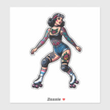 Aangepaste-Cut Vinyl Sticker: Roller Girl