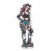 Aangepaste-Cut Vinyl Sticker: Roller Girl Sticker (Voorkant)