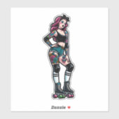Aangepaste-Cut Vinyl Sticker: Roller Girl Sticker (Vel)