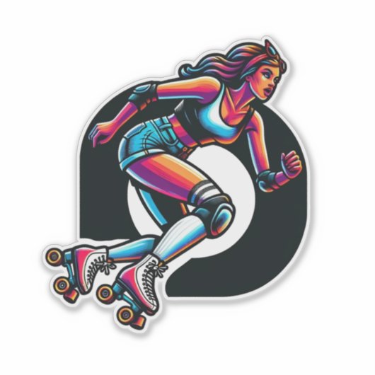 Aangepaste-Cut Vinyl Sticker: Roller Girl Sticker (Voorkant)
