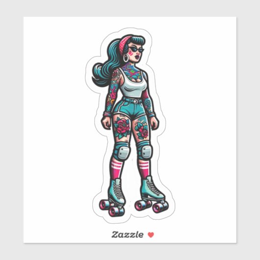 Aangepaste-Cut Vinyl Sticker: Roller Girl Sticker (Vel)