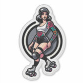 Aangepaste-Cut Vinyl Sticker: Roller Girl Sticker (Voorkant)