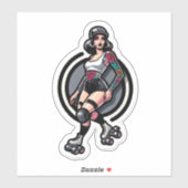 Aangepaste-Cut Vinyl Sticker: Roller Girl Sticker (Vel)