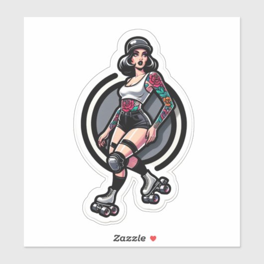 Aangepaste-Cut Vinyl Sticker: Roller Girl Sticker (Vel)