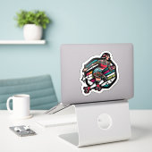Aangepaste-Cut Vinyl Sticker: Roller Girl Sticker (Laptop op bureau)