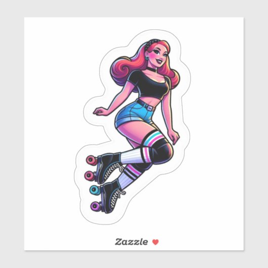 Aangepaste-Cut Vinyl Sticker: Roller Girl Sticker (Vel)