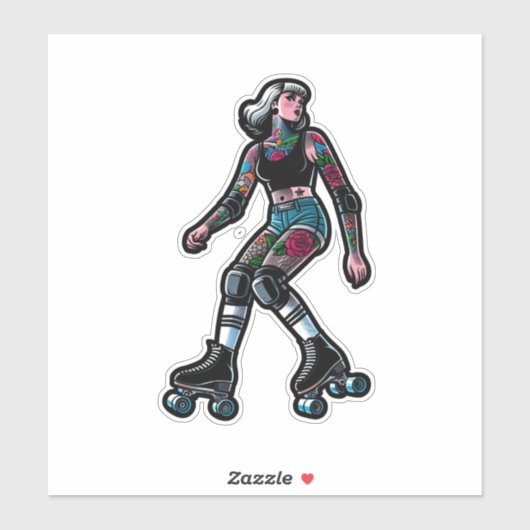 Aangepaste-Cut Vinyl Sticker: Roller Girl Sticker (Vel)