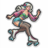 Aangepaste-Cut Vinyl Sticker: Roller Girl Sticker (Voorkant)