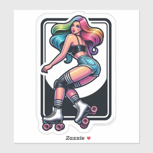 Aangepaste-Cut Vinyl Sticker: Roller Girl Sticker (Vel)